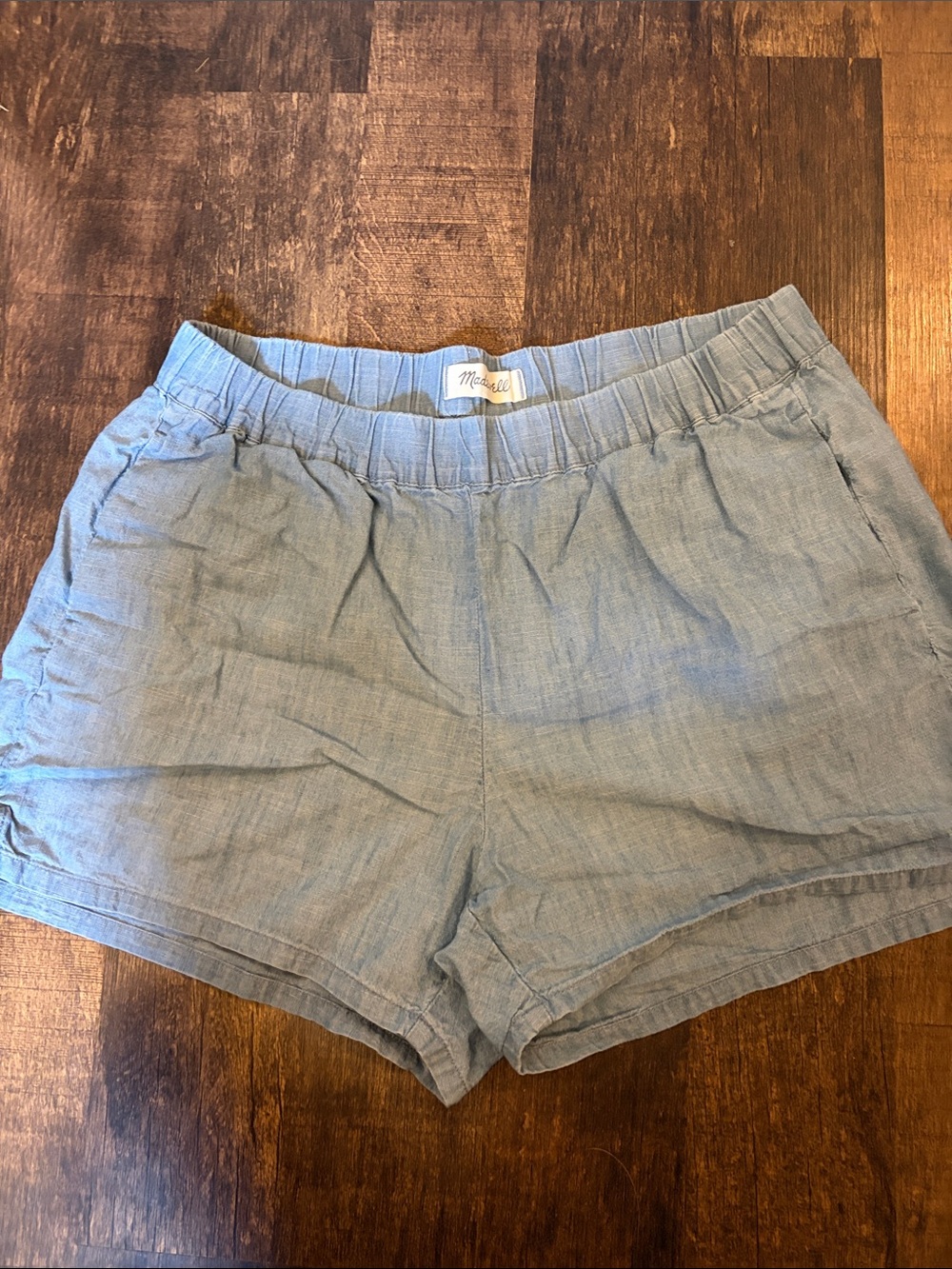 Madewell Sky Blue Linen-Blend High Waist Women’s Shorts